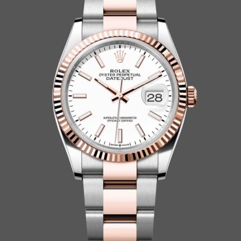 Super Clone Men's Rolex Datejust-m126231 0018, Stainless Steel & Rose Gold, White Index, Oyster White Dial