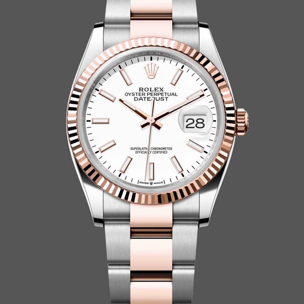 Super Clone Men's Rolex Datejust-m126231 0018, Stainless Steel & Rose Gold, White Index, Oyster White Dial