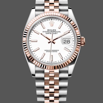 Super Clone Men's Rolex Datejust-M126231 0017, Steel & Everose Gold, White Dial White Dial