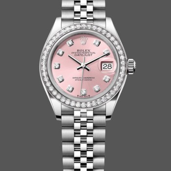 Super Clone Women's Rolex Datejust 28mm Women's-m279384rbr 0003-Steel & White Gold-Pink Dial Pink Dial