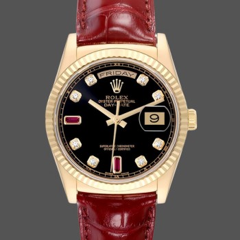 Super Clone Unisex's Rolex Day Date 36-m128348RBR 0026, Yellow Gold, Champagne Dial, Diamond Bezel, Champagne