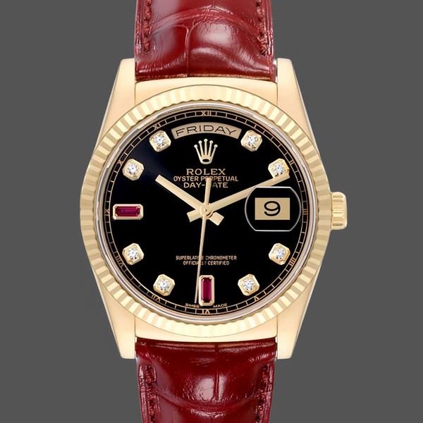 Super Clone Unisex's Rolex Day Date 36-m128348RBR 0026, Yellow Gold, Champagne Dial, Diamond Bezel, Champagne