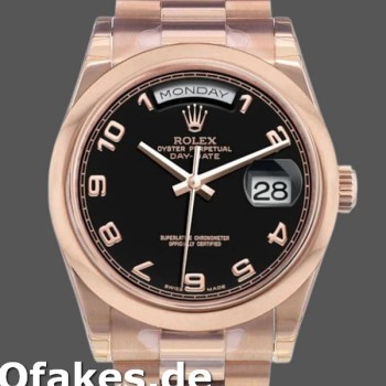 Super Clone Unisex's Rolex Day-Date 36mm Unisex-118205-Black Arabic Dial Black