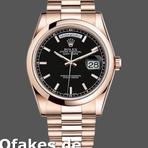 Super Clone Men's Rolex Day-Date 36mm Unisex-118205-Black Dial Black