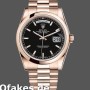 Super Clone Men's Rolex Day-Date 36mm Unisex-118205-Black Dial Black