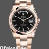 Super Clone Unisex's Rolex Day-Date 36mm Unisex-118205-Black Dial-Rose Gold Black