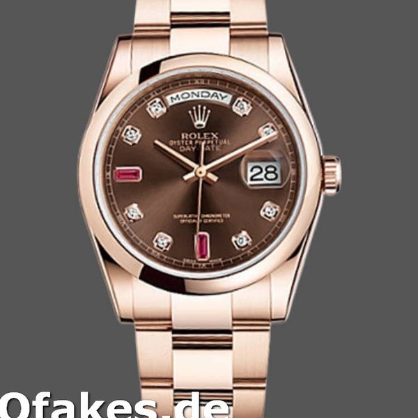 Super Clone Unisex's Rolex Day-Date 36mm Unisex-118205-Chocolate Brown Dial Brown