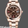 Super Clone Unisex's Rolex Day-Date 36mm Unisex-118205-Chocolate Brown Dial Brown