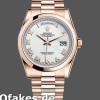 Super Clone Unisex's Rolex Day-Date 36mm Unisex-118205-Everose Gold-White Dial White