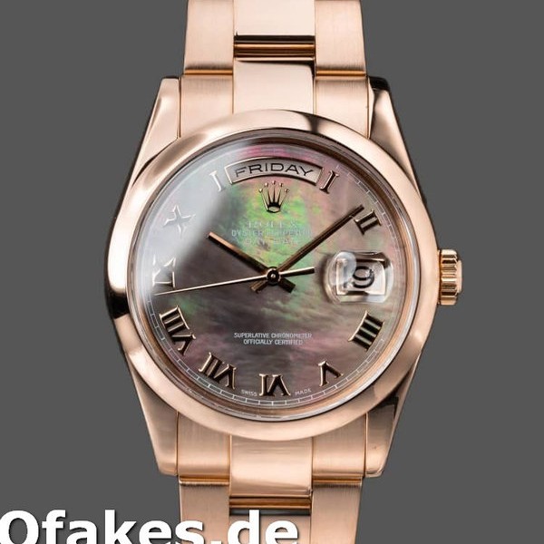 Super Clone Unisex's Rolex Day-Date 36mm Unisex-118205-MOP-Roman Numeral Dial MOP