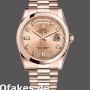 Super Clone Unisex's Rolex Day-Date 36mm Unisex-118205-Rose Gold-Champagne Diamond Dial Champagne