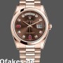 Super Clone Unisex's Rolex Day-Date 36mm Unisex-118205-Rose Gold-Chocolate Brown Dial Chocolate