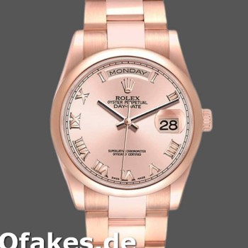 Super Clone Unisex's Rolex Day-Date 36mm Unisex-118205-Rose Gold-Pink Dial Pink