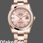 Super Clone Unisex's Rolex Day-Date 36mm Unisex-118205-Rose Gold-Pink Diamond Dial Pink