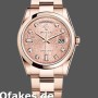 Super Clone Unisex's Rolex Day-Date 36mm Unisex-118205-Rose Gold-Pink Jubilee Diamond Dial Pink