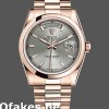 Super Clone Unisex's Rolex Day-Date 36mm Unisex-118205-Rose Gold-Rhodium Grey Dial Grey