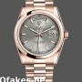 Super Clone Unisex's Rolex Day-Date 36mm Unisex-118205-Rose Gold-Rhodium Grey Dial Grey