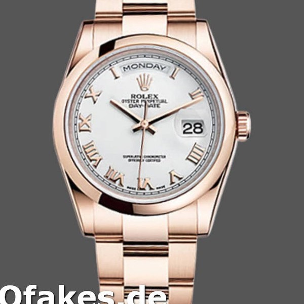 Super Clone Unisex's Rolex Day-Date 36mm Unisex-118205-White Roman Numeral Dial White
