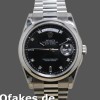 Super Clone Unisex's Rolex Day-Date 36mm Unisex-118206-Black Diamond Dial Black