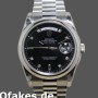 Super Clone Unisex's Rolex Day-Date 36mm Unisex-118206-Black Diamond Dial Black