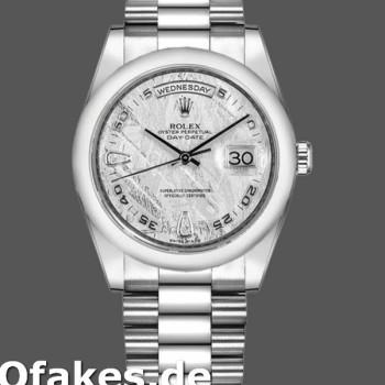 Super Clone Unisex's Rolex Day-Date 36mm Unisex-118206-Meteorite Grey Dial Grey