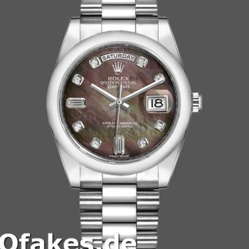 Super Clone Unisex's Rolex Day-Date 36mm Unisex-118206-Mother of Pearl-Black Dial MOP