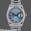 Super Clone Unisex's Rolex Day-Date 36mm Unisex-118206-Platinum-Ice Blue Dial Ice Blue