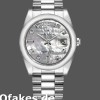 Super Clone Unisex's Rolex Day-Date 36mm Unisex-118206-Platinum-White Mother of Pearl-Diamond Dial MOP