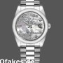 Super Clone Unisex's Rolex Day-Date 36mm Unisex-118206-Platinum-White Mother of Pearl-Diamond Dial MOP