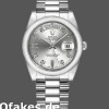 Super Clone Unisex's Rolex Day-Date 36mm Unisex-118206-Silver Diamond Dial-Platinum Silver