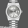 Super Clone Unisex's Rolex Day-Date 36mm Unisex-118206-Silver Diamond Dial-Platinum Silver