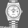 Super Clone Unisex's Rolex Day-Date 36mm Unisex-118206-White Roman Numeral Dial White