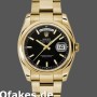 Super Clone Unisex's Rolex Day-Date 36mm Unisex-118208-Black Arab Dial-Yellow Gold Black