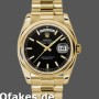 Super Clone Unisex's Rolex Day-Date 36mm Unisex-118208-Black Dial-Automatic-Yellow Gold Black