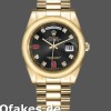 Super Clone Unisex's Rolex Day-Date 36mm Unisex-118208-Black Diamond Dial Black