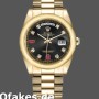 Super Clone Unisex's Rolex Day-Date 36mm Unisex-118208-Black Diamond Dial Black