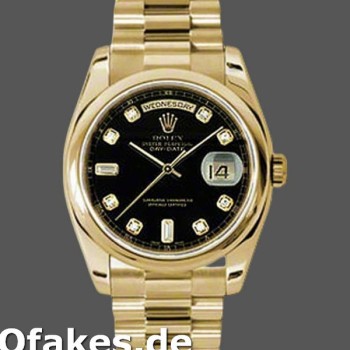 Super Clone Unisex's Rolex Day-Date 36mm Unisex-118208-Black Diamond Dial Black