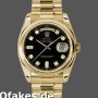 Super Clone Unisex's Rolex Day-Date 36mm Unisex-118208-Black Diamond Dial Black