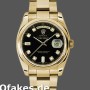 Super Clone Unisex's Rolex Day-Date 36mm Unisex-118208-Black Diamond Dial-Yellow Gold Black