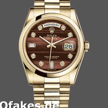Super Clone Unisex's Rolex Day-Date 36mm Unisex-118208-Bulls Eye-Diamonds Dial Brown