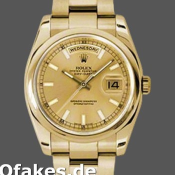 Super Clone Unisex's Rolex Day-Date 36mm Unisex-118208-Champagne Dial Champagne