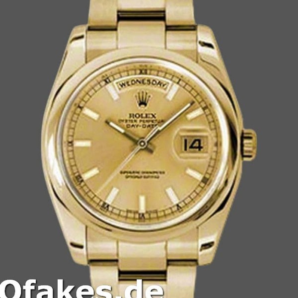 Super Clone Unisex's Rolex Day-Date 36mm Unisex-118208-Champagne Dial Champagne