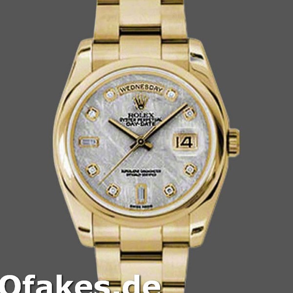 Super Clone Unisex's Rolex Day-Date 36mm Unisex-118208-Meteorite Grey-Diamond Dial Grey