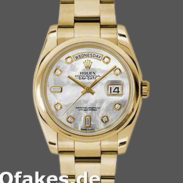 Super Clone Unisex's Rolex Day-Date 36mm Unisex-118208-Mother of Pearl-Diamond Dial MOP