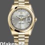 Super Clone Unisex's Rolex Day-Date 36mm Unisex-118208-Silver Dial-Domed Bezel Silver