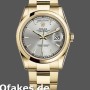 Super Clone Unisex's Rolex Day-Date 36mm Unisex-118208-Silver Dial-Yellow Gold Silver
