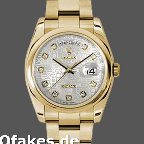 Super Clone Unisex's Rolex Day-Date 36mm Unisex-118208-Silver Diamond Jubilee Dial Silver