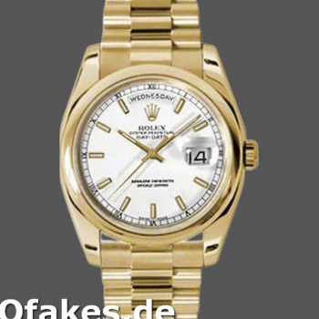 Super Clone Unisex's Rolex Day-Date 36mm Unisex-118208-White Dial White