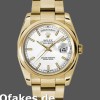 Super Clone Unisex's Rolex Day-Date 36mm Unisex-118208-White Dial-Yellow Gold White