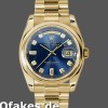 Super Clone Unisex's Rolex Day-Date 36mm Unisex-118208-Yellow Gold-Blue Diamond Dial Blue